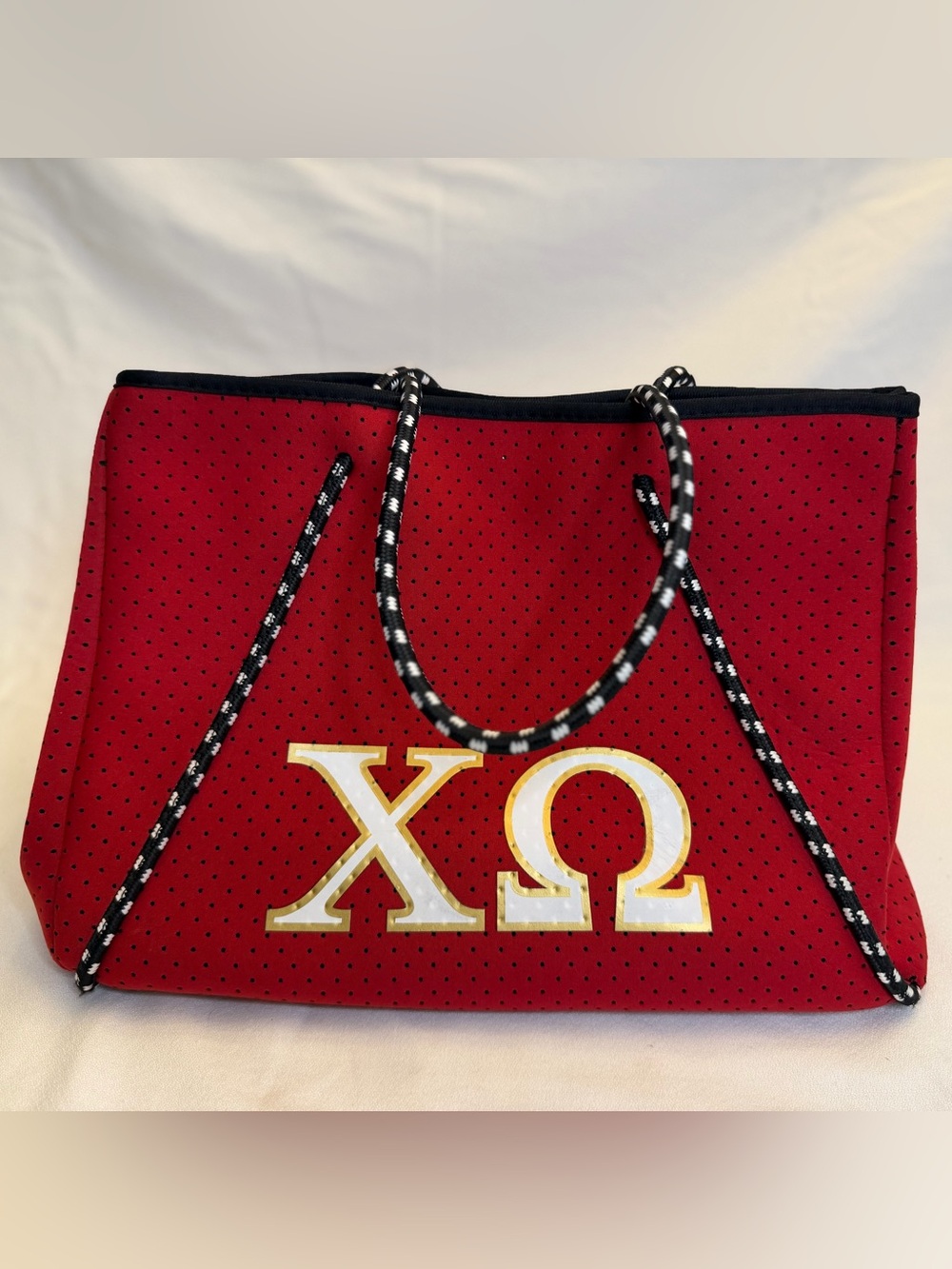 Dallas Hill Designs Chi Omega Neoprene Tote Bag & Pouch Set